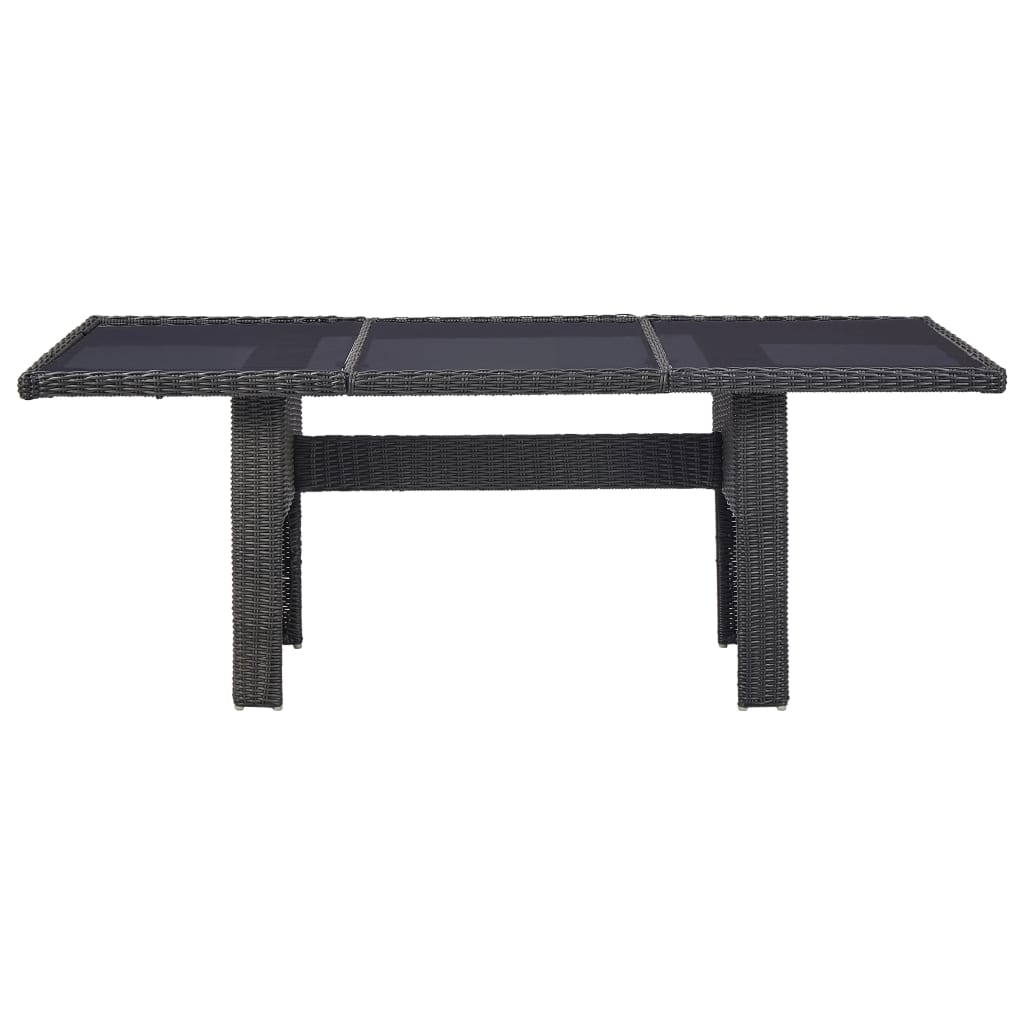 Garten-Esstisch Braun 200x100x74 cm Glas und Poly Rattan