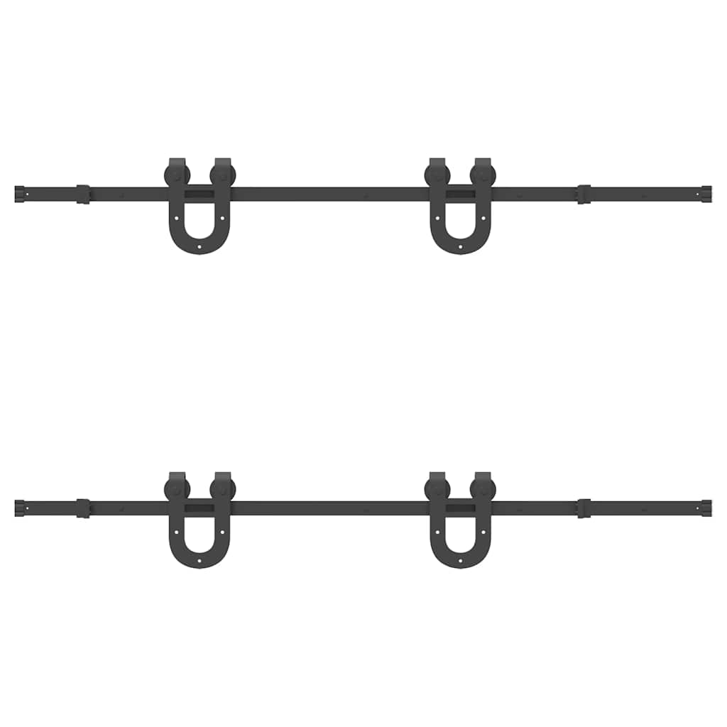Schiebetürbeschlag-Set 183 cm Stahl Schwarz