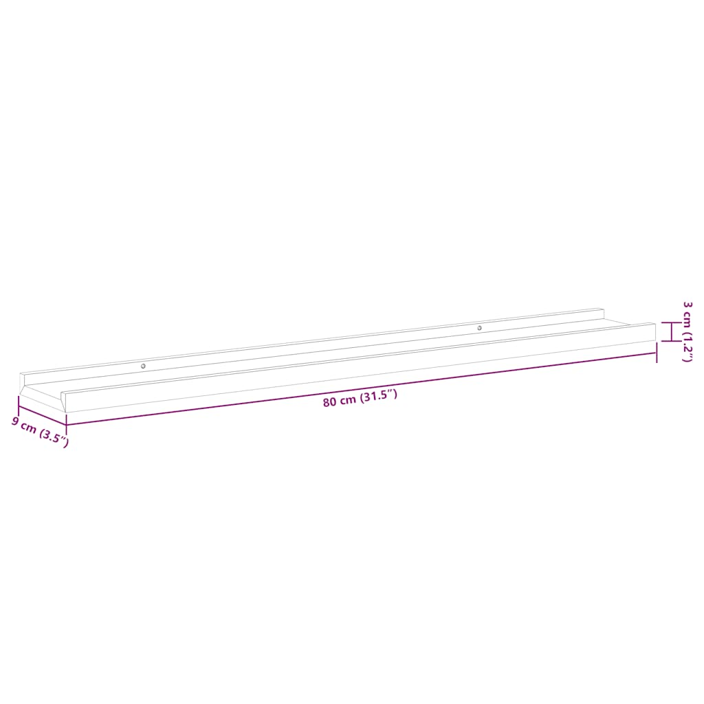 Bilderleisten 2 Stk. Weiß 80x9x3 cm MDF