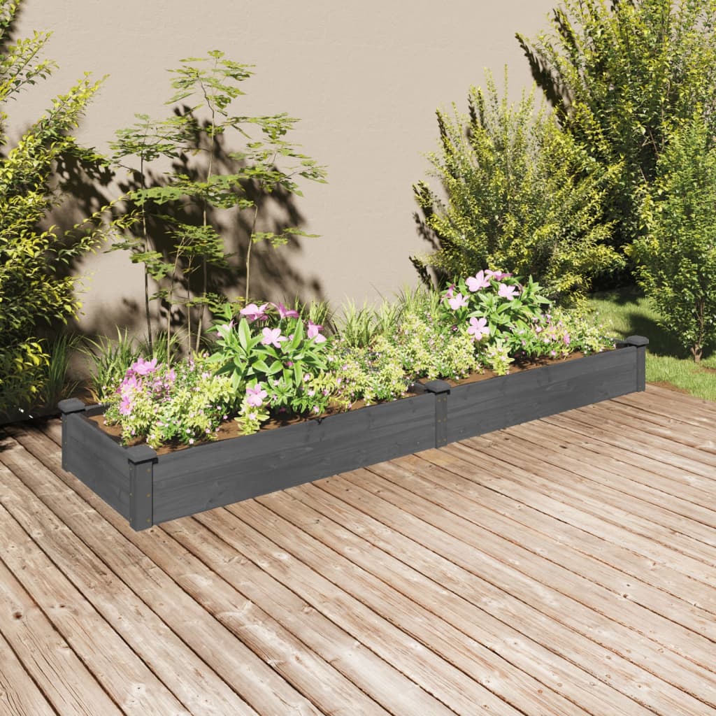 Hochbeet mit Einsatz Grau 120x45x25 cm Massivholz Tanne