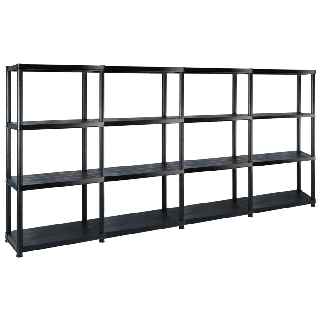 Lagerregal 4-Tier Schwarz 61x30,5x130 cm Kunststoff