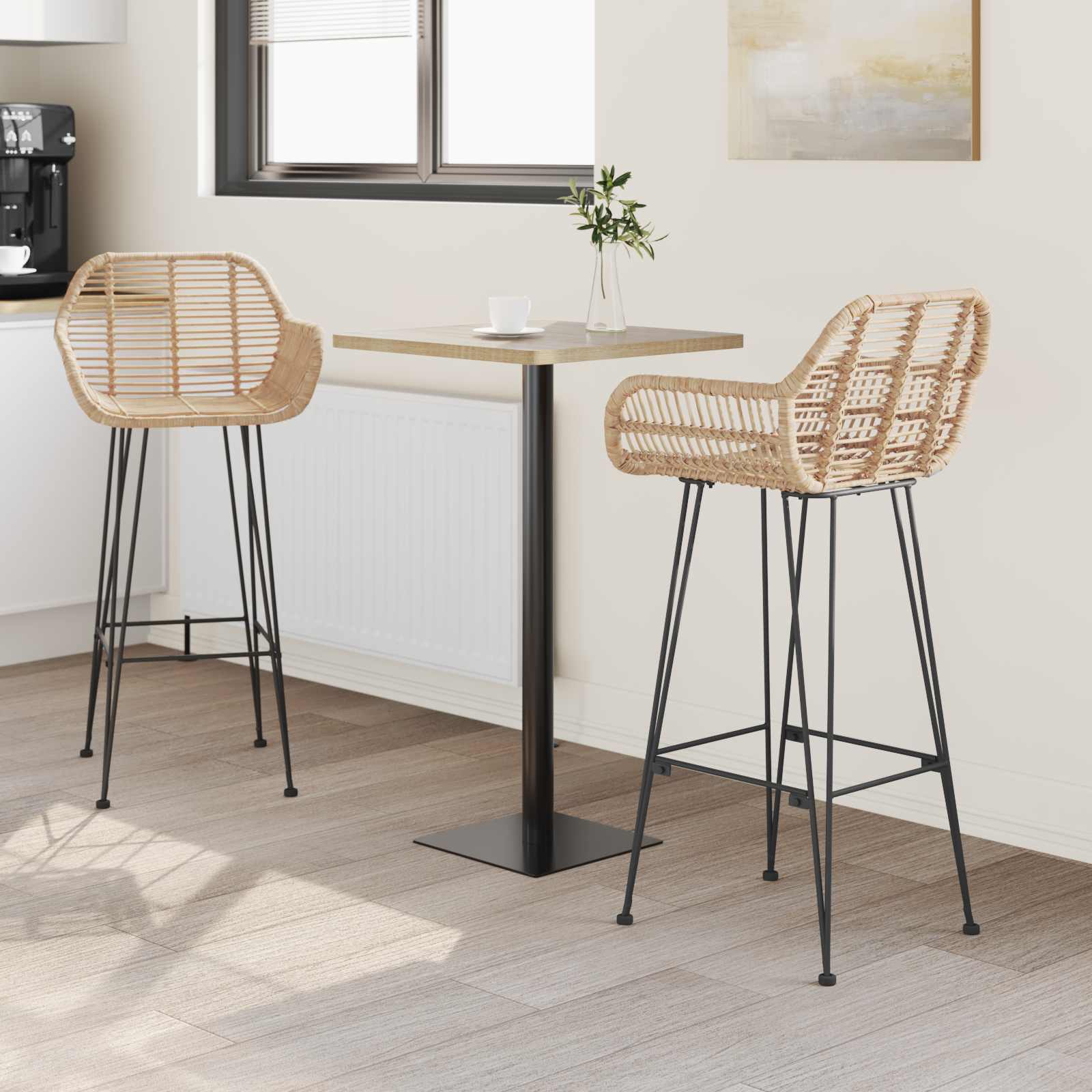 Barstuhl 2 pcs 55 x 52 x 92 cm Rattan und Eisen