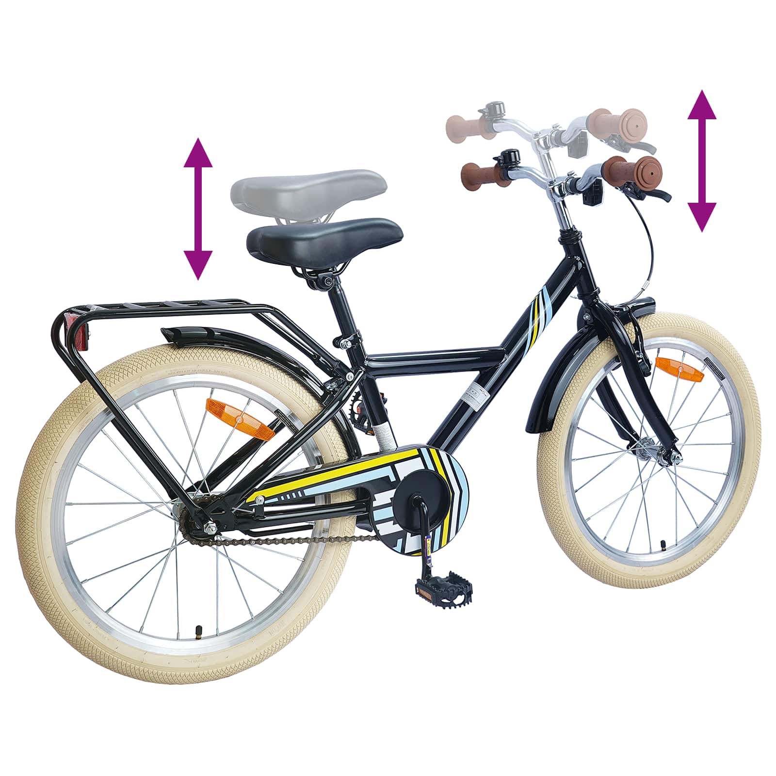 Kinderfahrrad 12 Zoll für 2-4 Jahre alt Schwarz