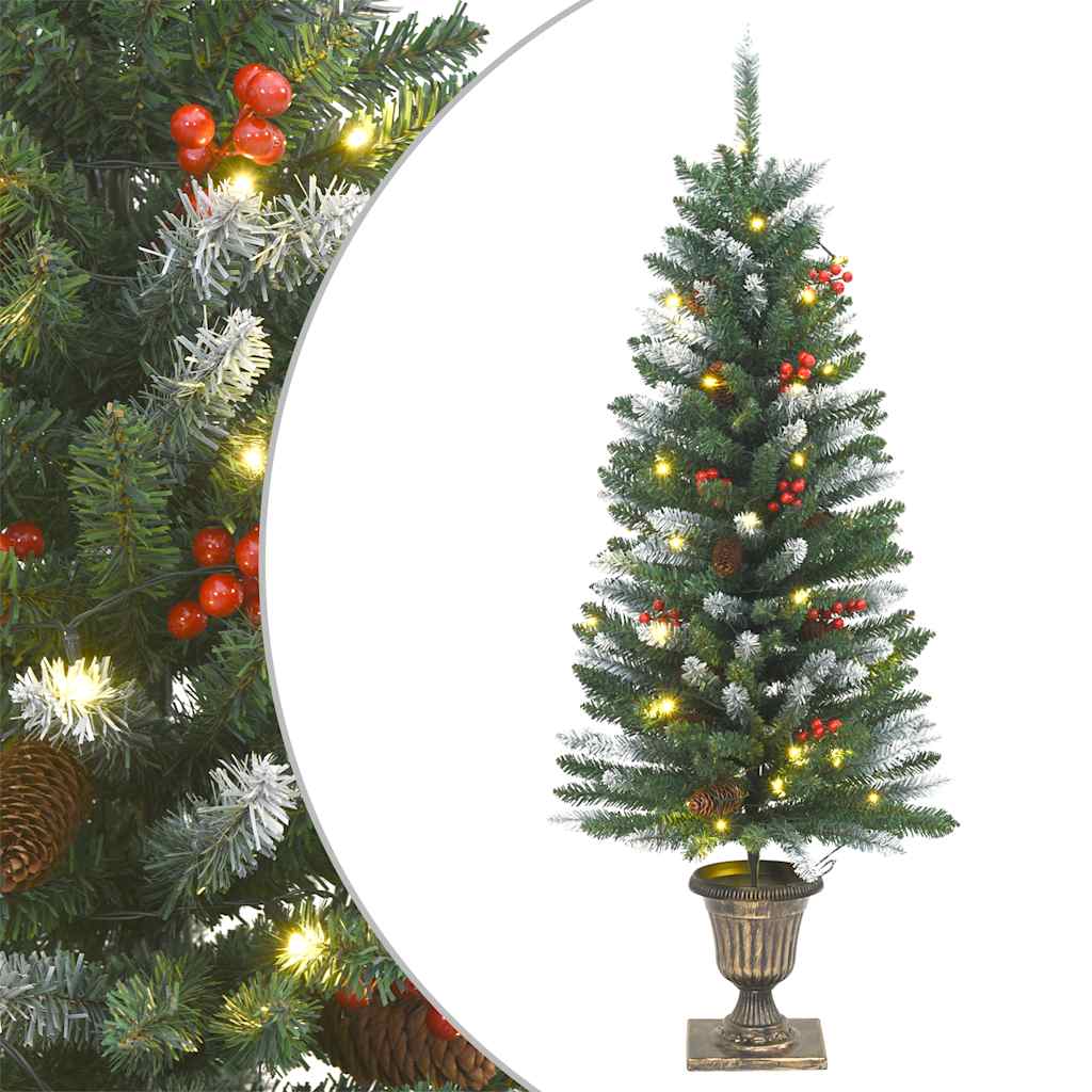 Künstliche Weihnachtsbäume 2 Stk. mit Kranz, Girlande und LEDs
