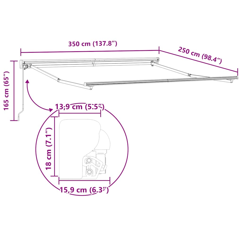 Markisenrahmen Verstellbar Weiß 2,5 x 2 m Stahl