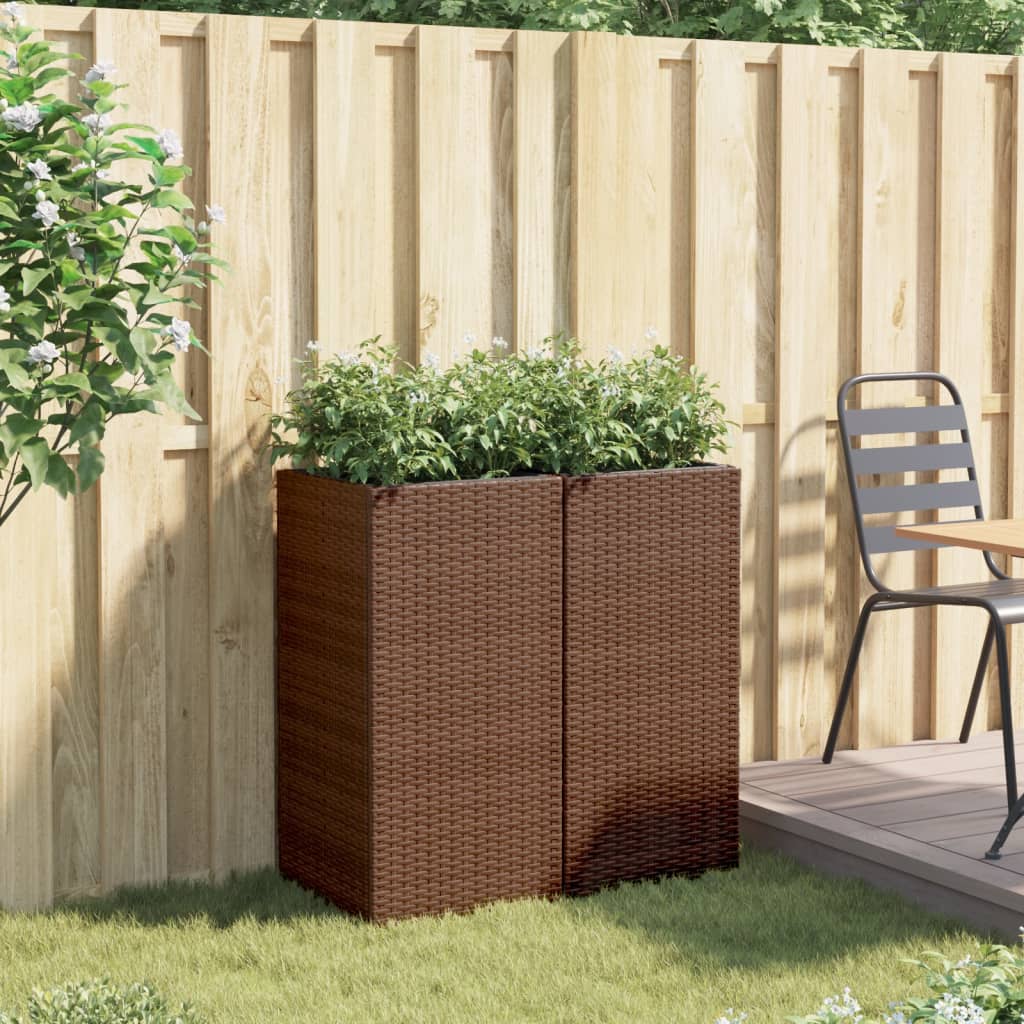 Pflanzkübel 2 Stk. Schwarz 40x40x80 cm Poly Rattan