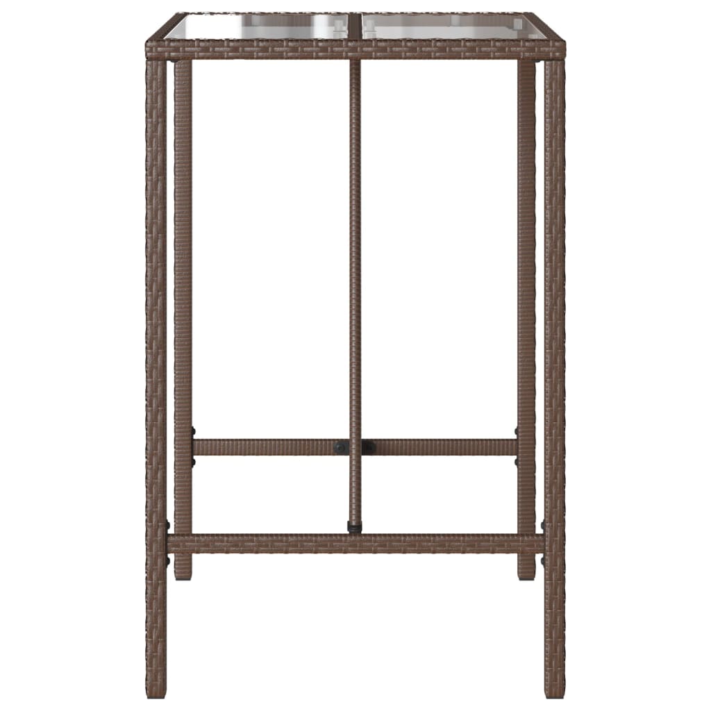 Bartisch mit Glasplatte Schwarz 110x70x110 cm Poly Rattan