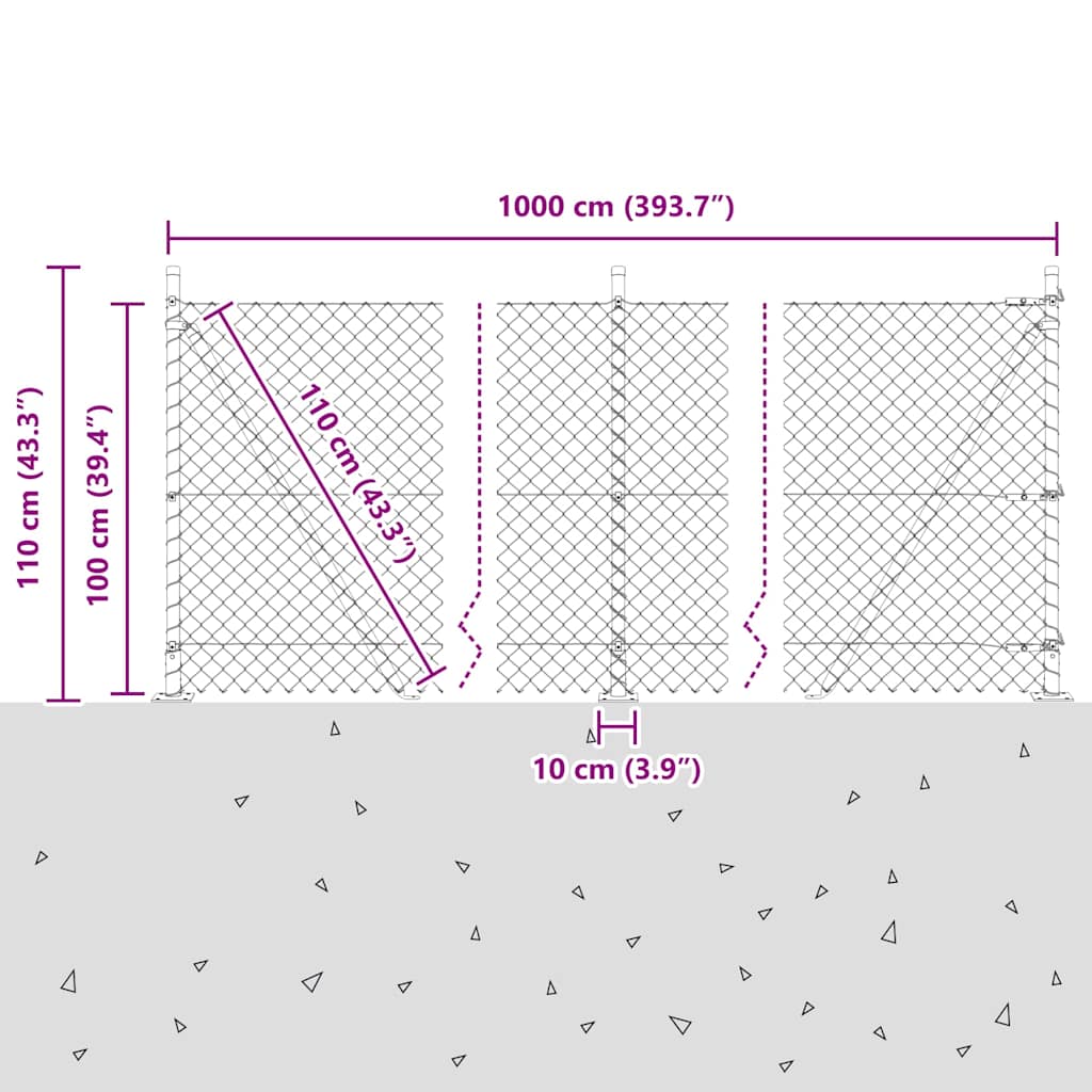 Outdoor Kettenglied-Zaun Erdfixierung 10 x 0,4 m Grün Netz