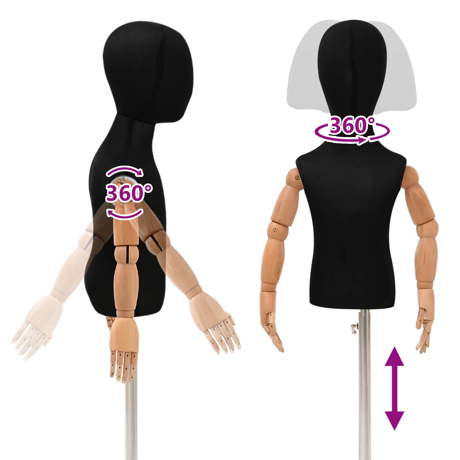 Verstellbares 120-150 cm Mannequin mit Basis Unisex PP Weiß