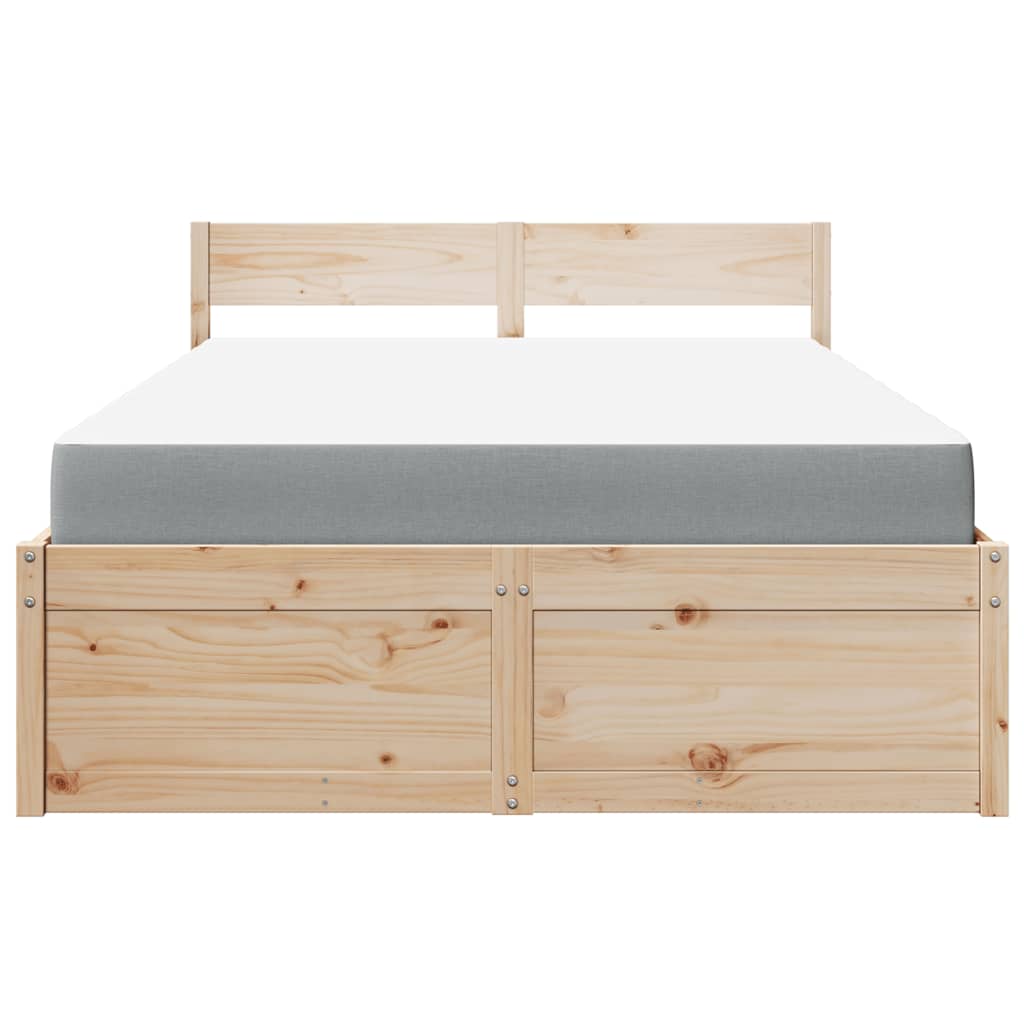 Bett mit Schubladen und Matratze 200x200 cm Massivholz Kiefer