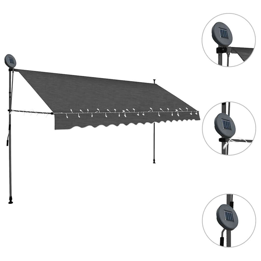 Einziehbare Markise Handbetrieben mit LED 100 cm Blau und Weiß
