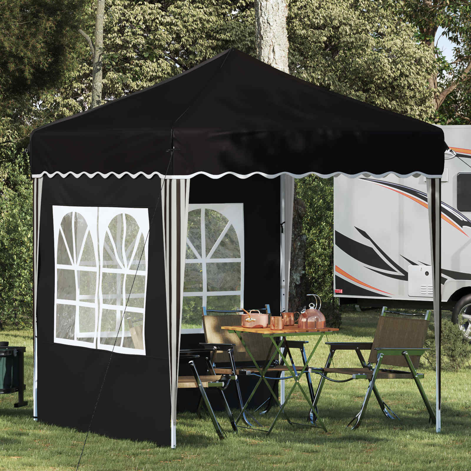 Pop-up Partyzelt 195 x 195 x 245 cm Creme Oxford-Stoff