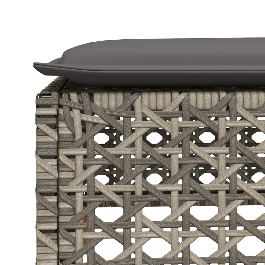 Gartenhocker mit Kissen Schwarz 63,5x56x32 cm Poly Rattan