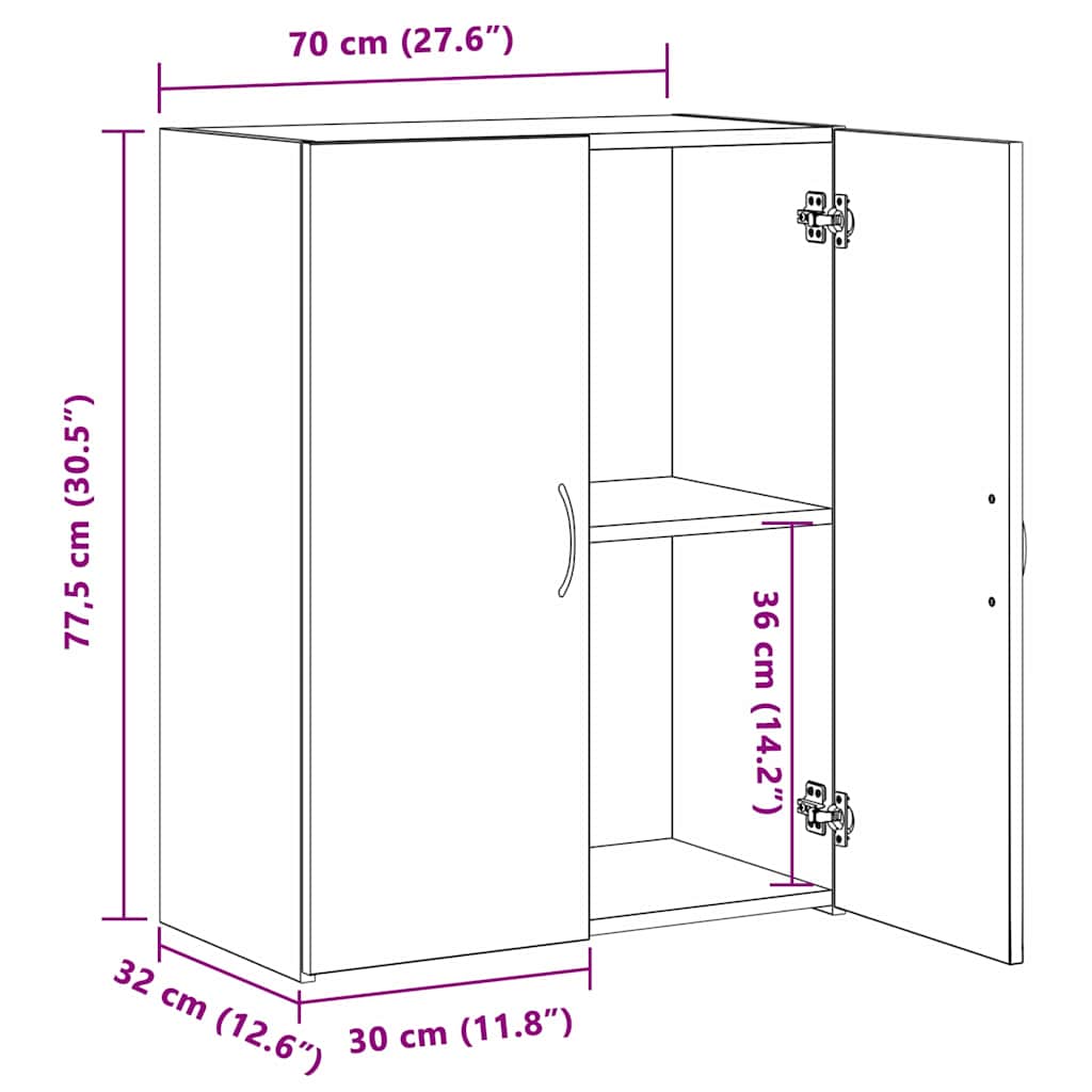 Aktenschrank Weiß 60x32x153 cm Holzwerkstoff