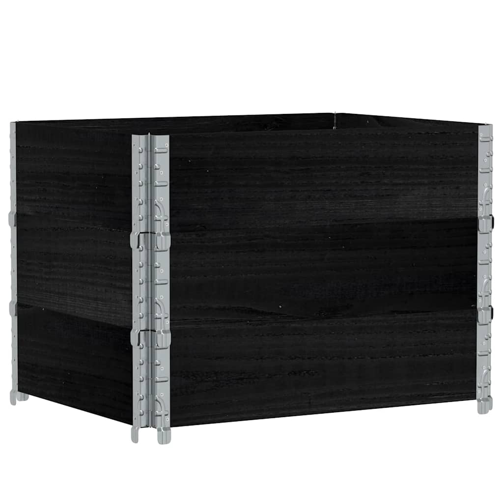 Paletten-Aufsatzrahmen Schwarz 80x60 cm Massivholz Kiefer