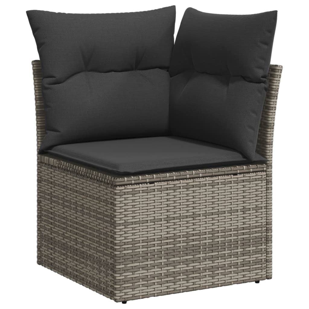 10-tlg. Garten-Sofagarnitur mit Kissen Schwarz Poly Rattan