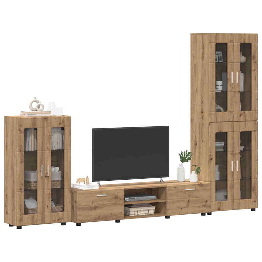 Highboard mit Regal FLORIN Weiß 60 x 35 x 182 cm Holzwerkstoff