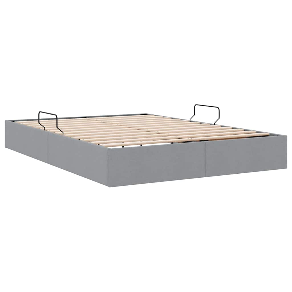Aufbewahrungsbett mit Kopfteil Hellgrau 90 x 190 cm Stoff