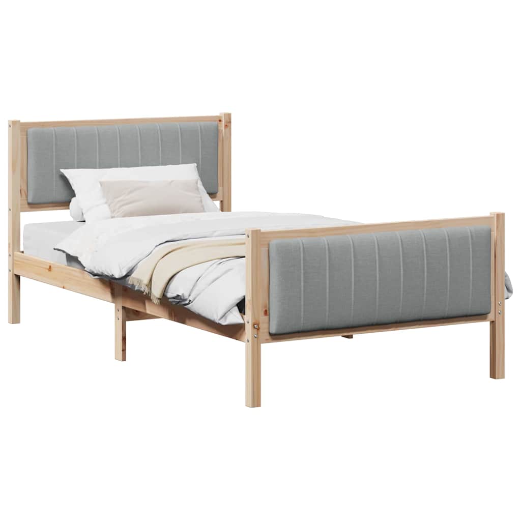 Bettgestell Braun und hellgrau 200 x 200 cm Massivholz Kiefer