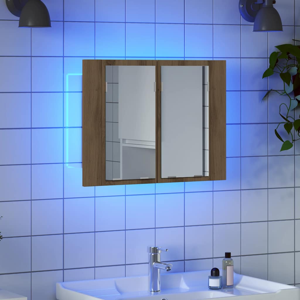 LED-Bad-Spiegelschrank Weiß 60x12x45 cm Acryl