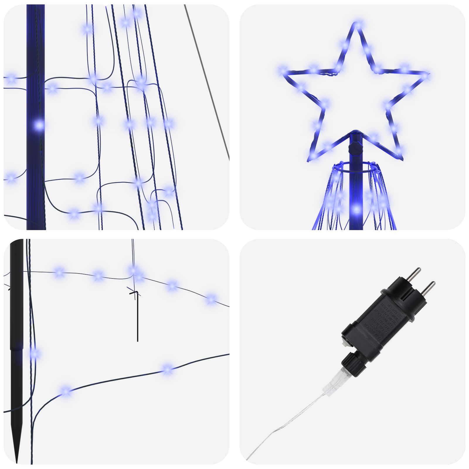 LED-Weihnachtsbaum mit Erdspießen 220 LEDs Warmweiß 180 cm