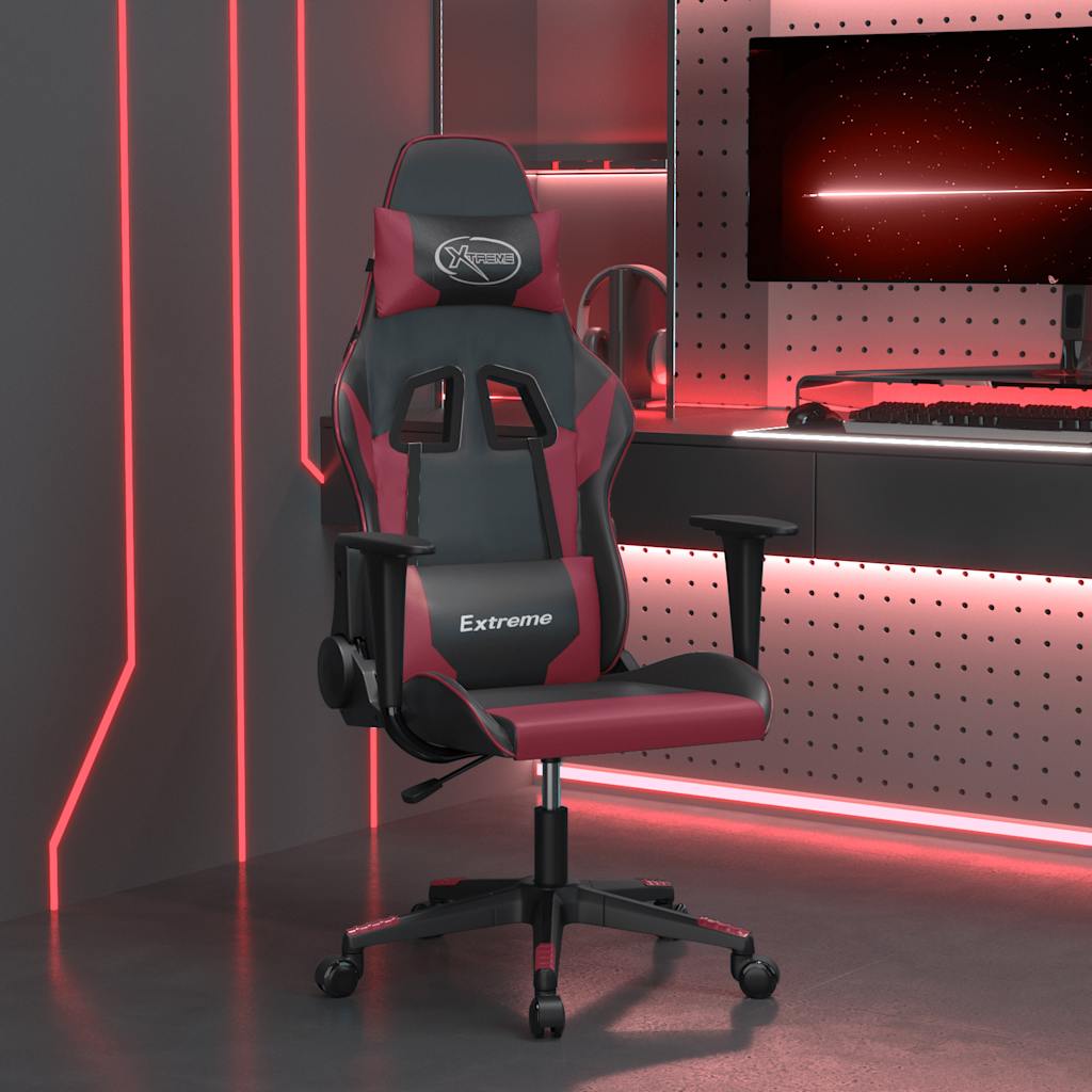 Gaming-Stuhl mit Massagefunktion Schwarz und Blau Kunstleder