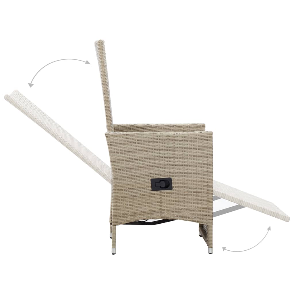 Garten-Liegestühle mit Kissen 2 Stk. Grau Poly Rattan
