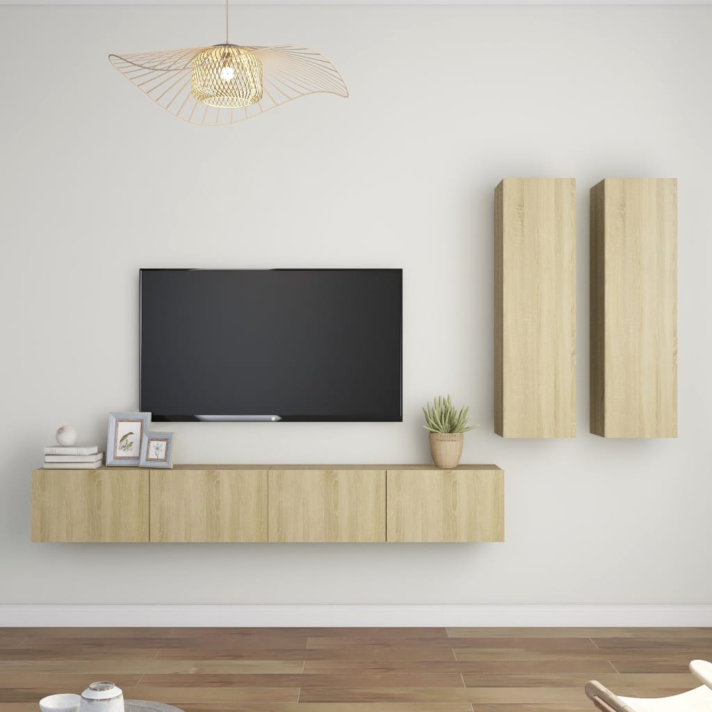 4-tlg. TV-Schrank-Set Weiß Holzwerkstoff
