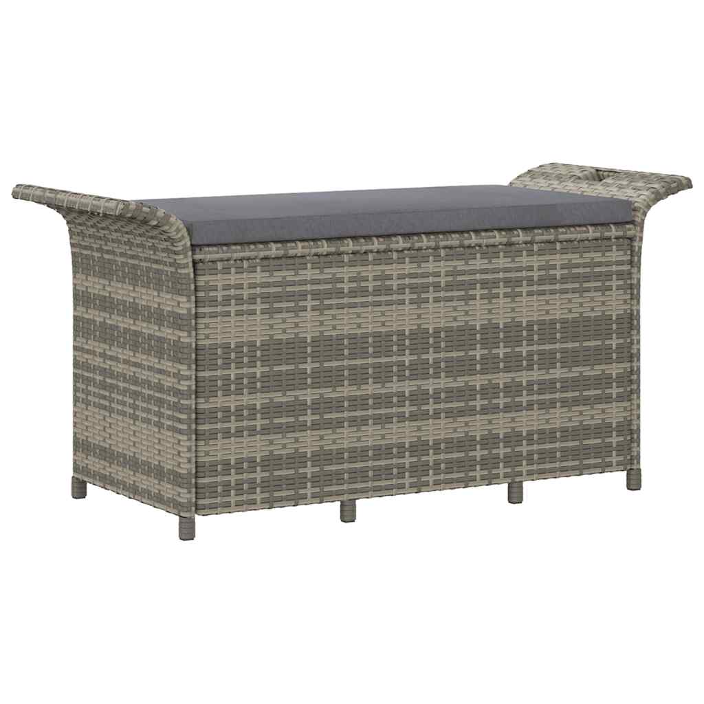 Gartenbank mit Kissen Braun 116x46x57 cm Poly Rattan