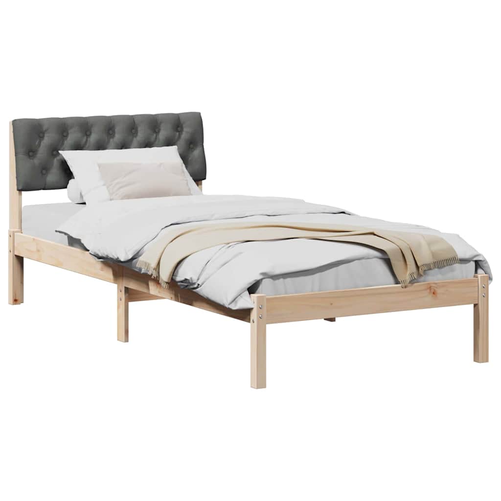 Bettgestell Braun und hellgrau 200 x 200 cm Massivholz Kiefer