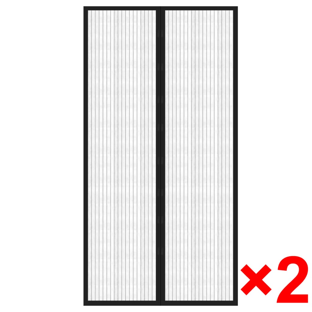 Fliegengitter-Türvorhänge 2 Stk. Magnet Schwarz 200x80 cm