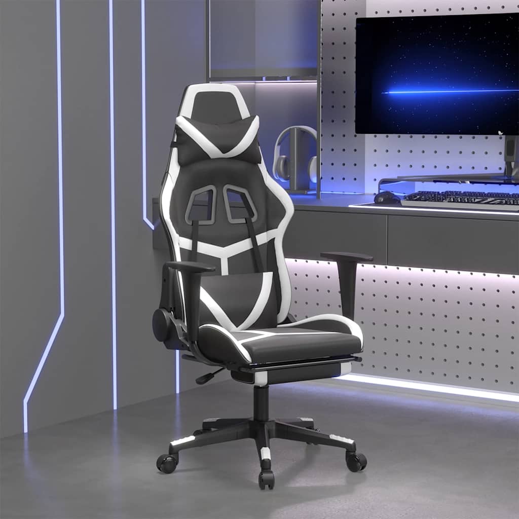 Gaming-Stuhl mit Massagefunktion Schwarz und Grün Kunstleder