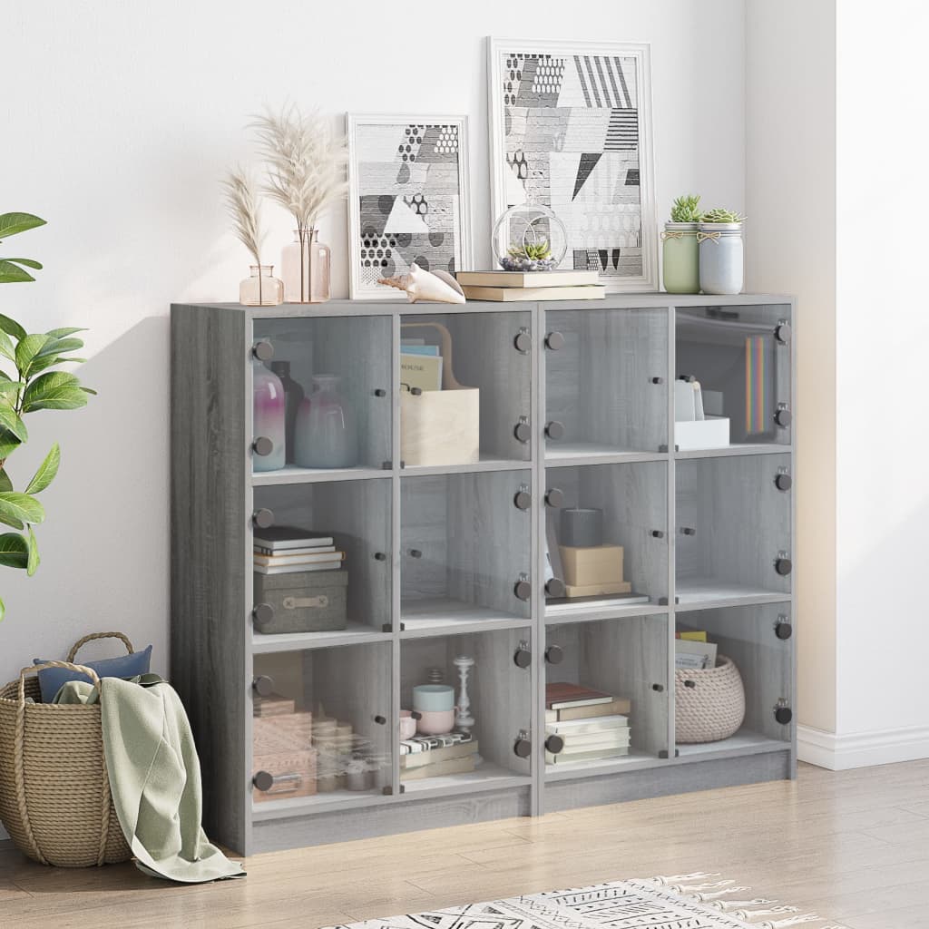 Bücherregal mit Türen Weiß 136x37x109 cm Holzwerkstoff
