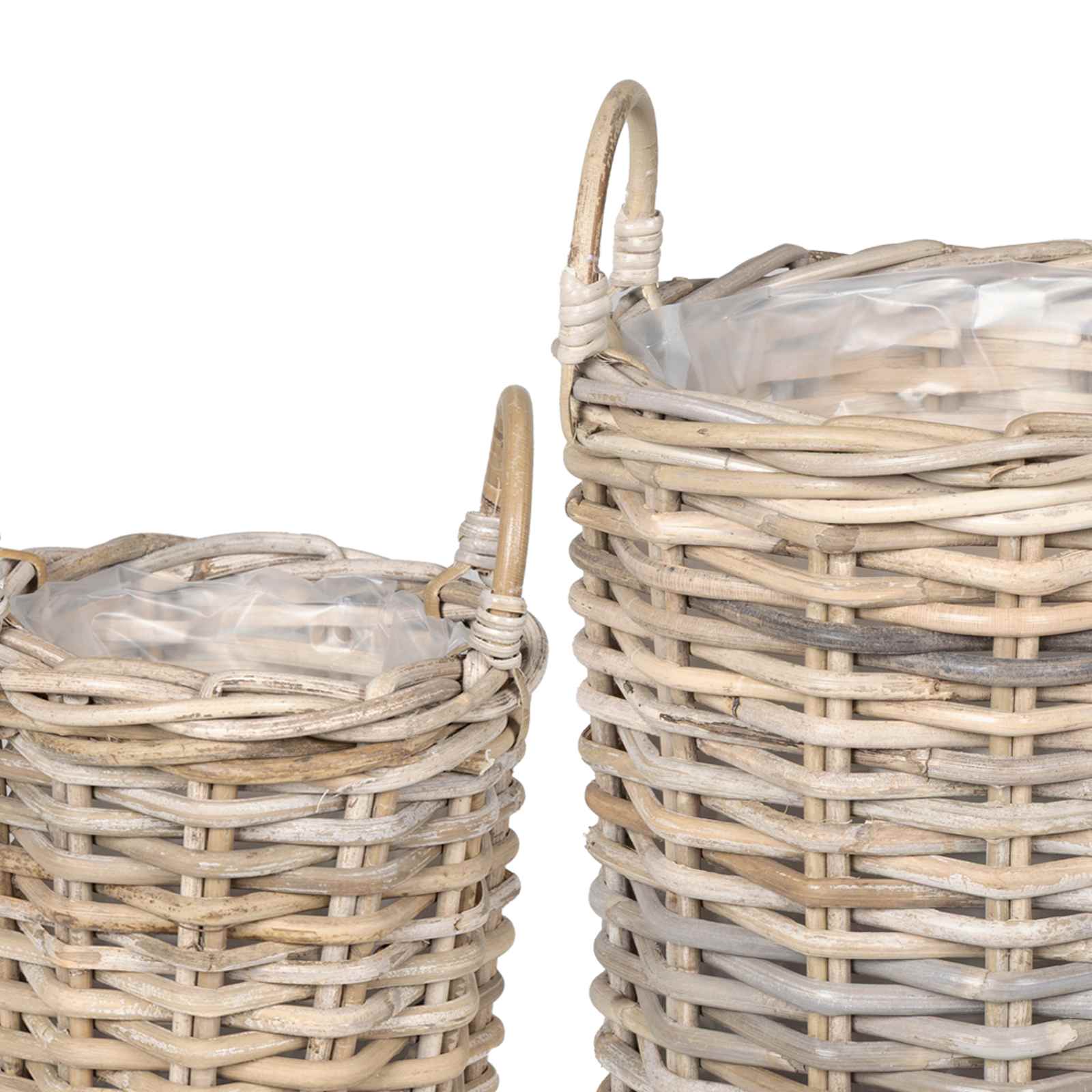 Blumentopfkorb mit Speicher 2 Stk. Natürliches Grau Kubu Rattan