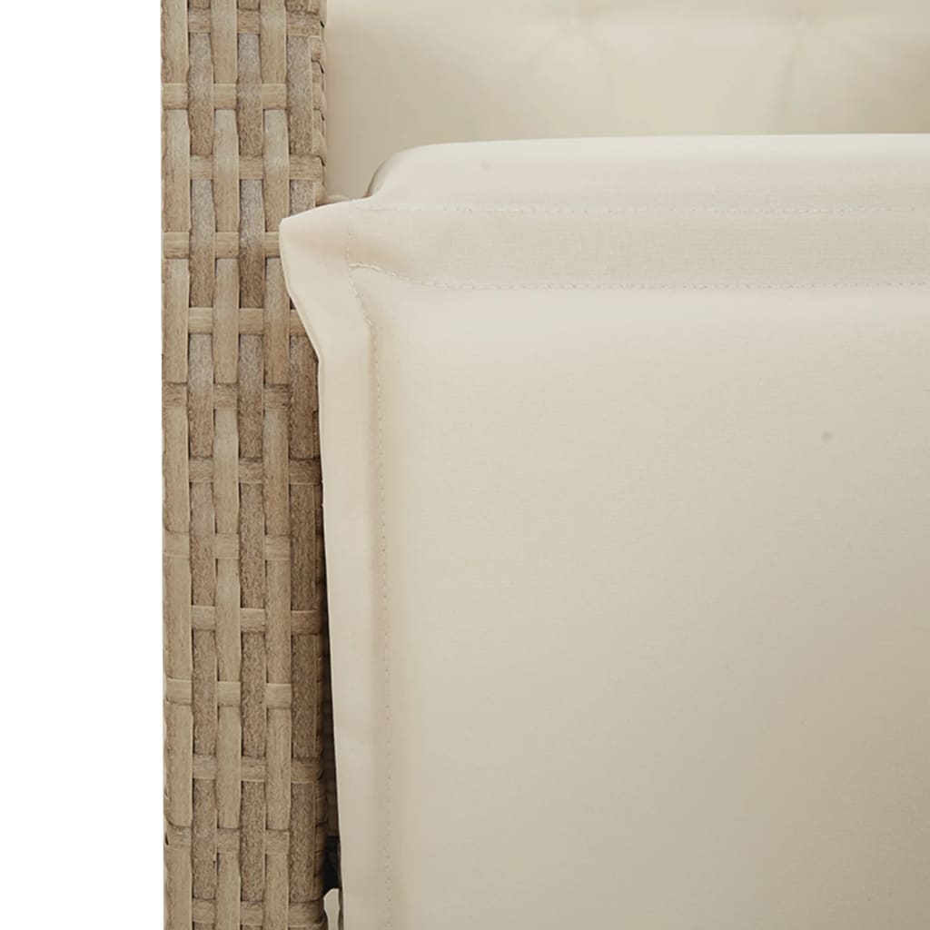 Gartensessel Verstellbar mit Kissen Schwarz Poly Rattan