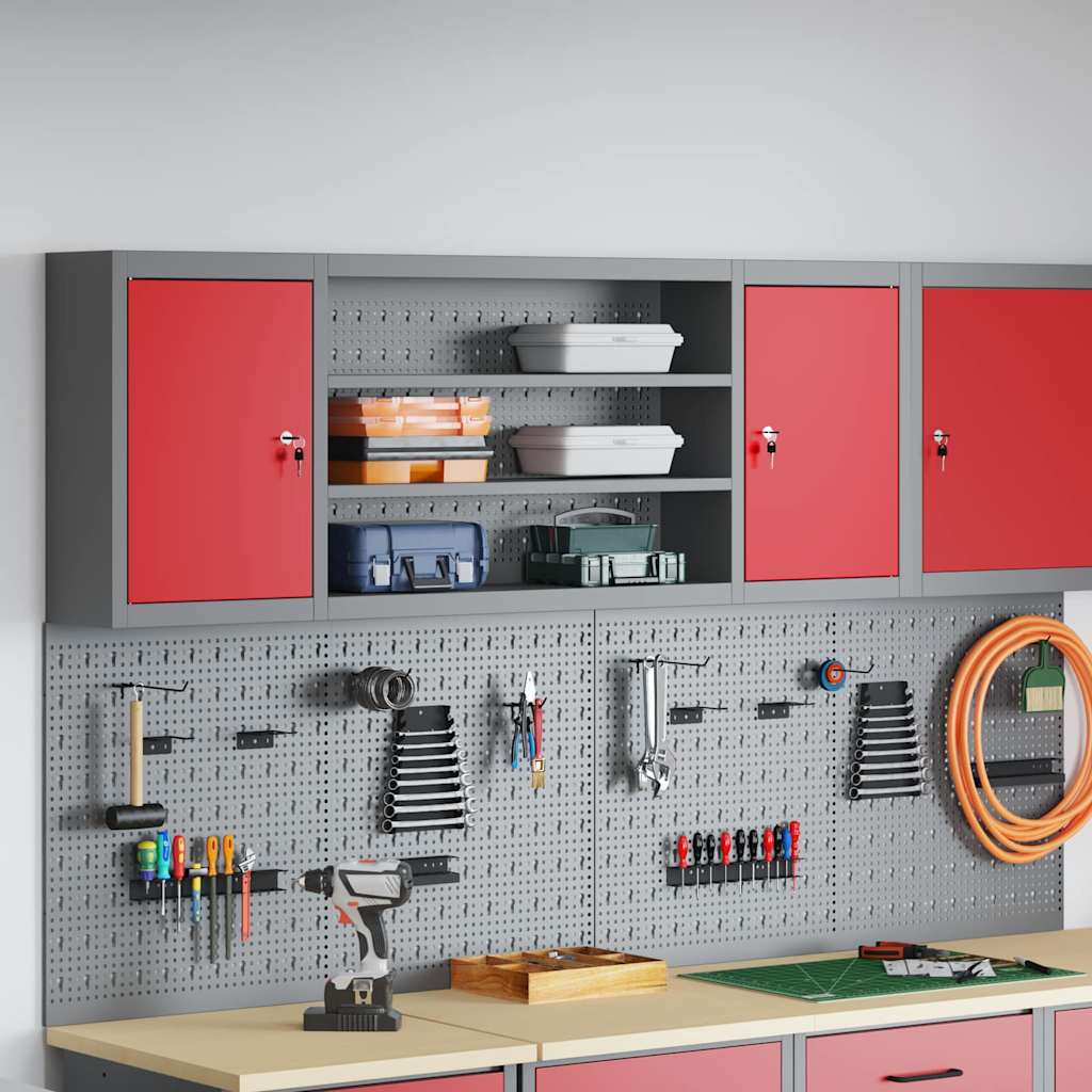 Werkzeugschrank mit Regal Schwarz und Grau 55 x 55 x 55 cm