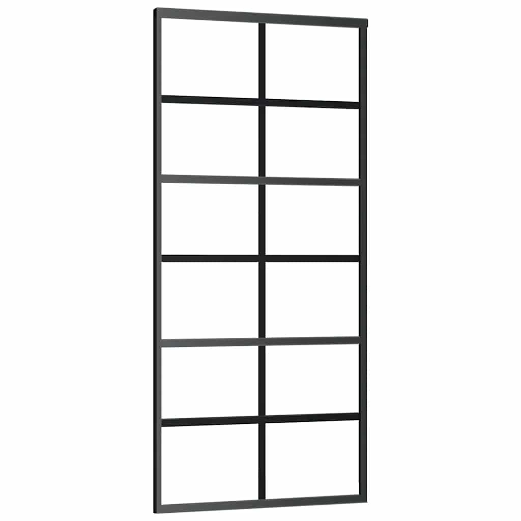 Schiebetür mit Beschlag Schwarz 76x205 cm ESG-Glas