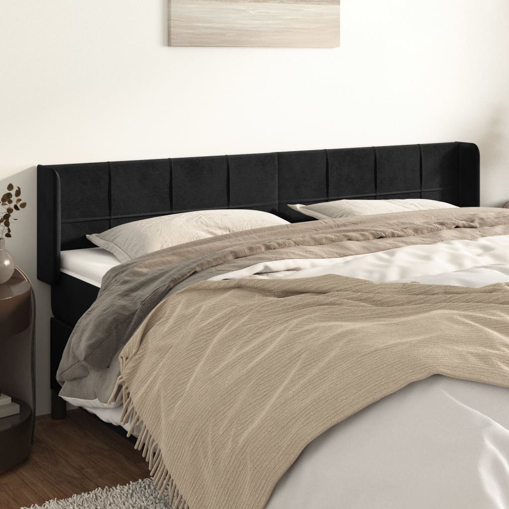 Kopfteil mit Ohren Dunkelblau 93x16x78/88 cm Samt