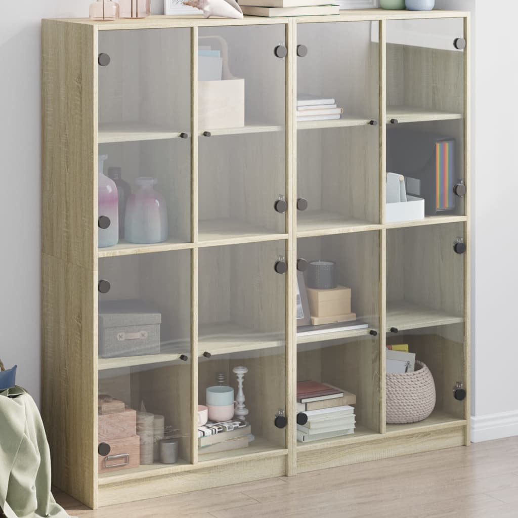 Bücherschrank mit Türen Weiß 136x37x142 cm Holzwerkstoff