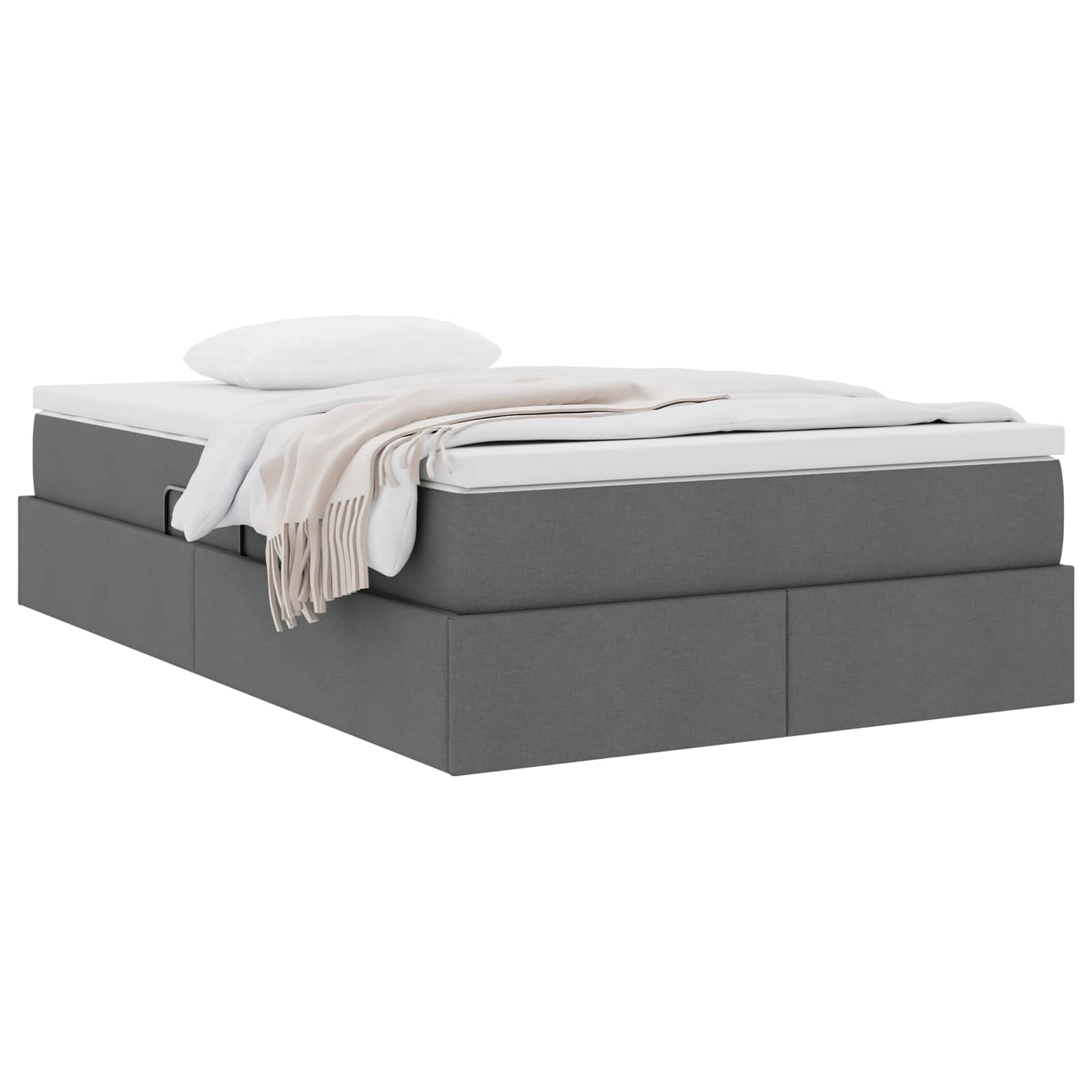 Aufbewahrungsbett mit Matratze Hellgrau 90 x 190 cm Polyester