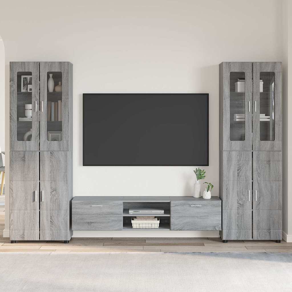 Highboard mit Regal FLORIN Weiß 60 x 35 x 182 cm Holzwerkstoff