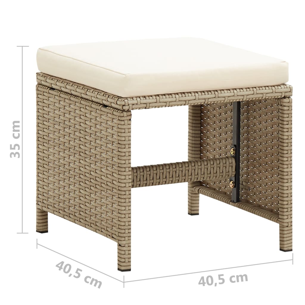 Gartenhocker 4 Stk. mit Sitzkissen Poly Rattan Schwarz