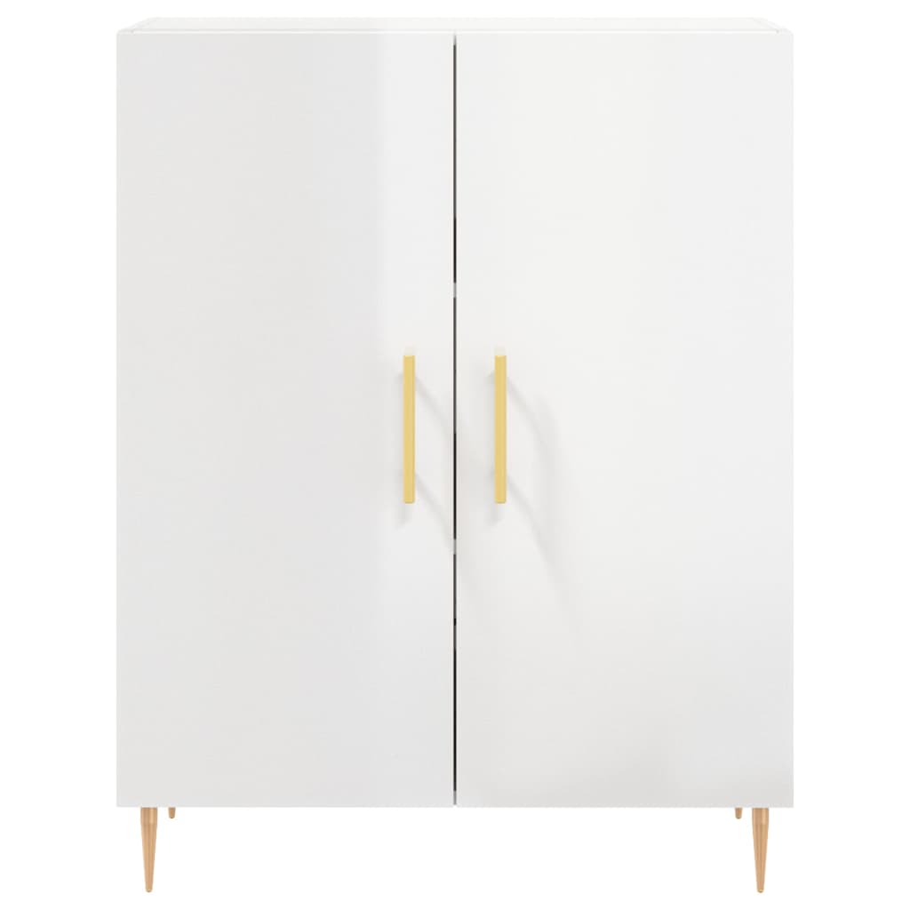 Highboard Hochglanz-Weiß 69,5x34x180 cm Holzwerkstoff