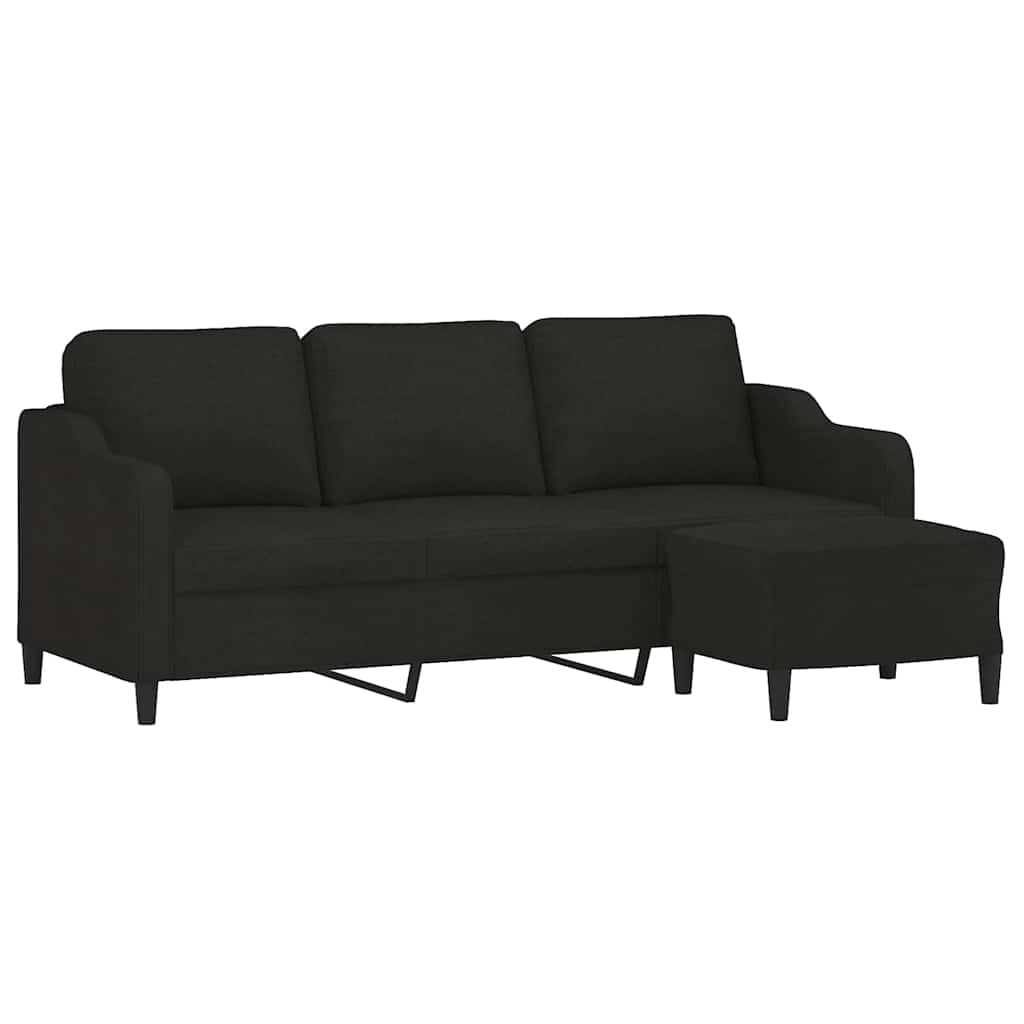 3-Sitzer-Sofa mit Hocker Braun 180 cm Stoff
