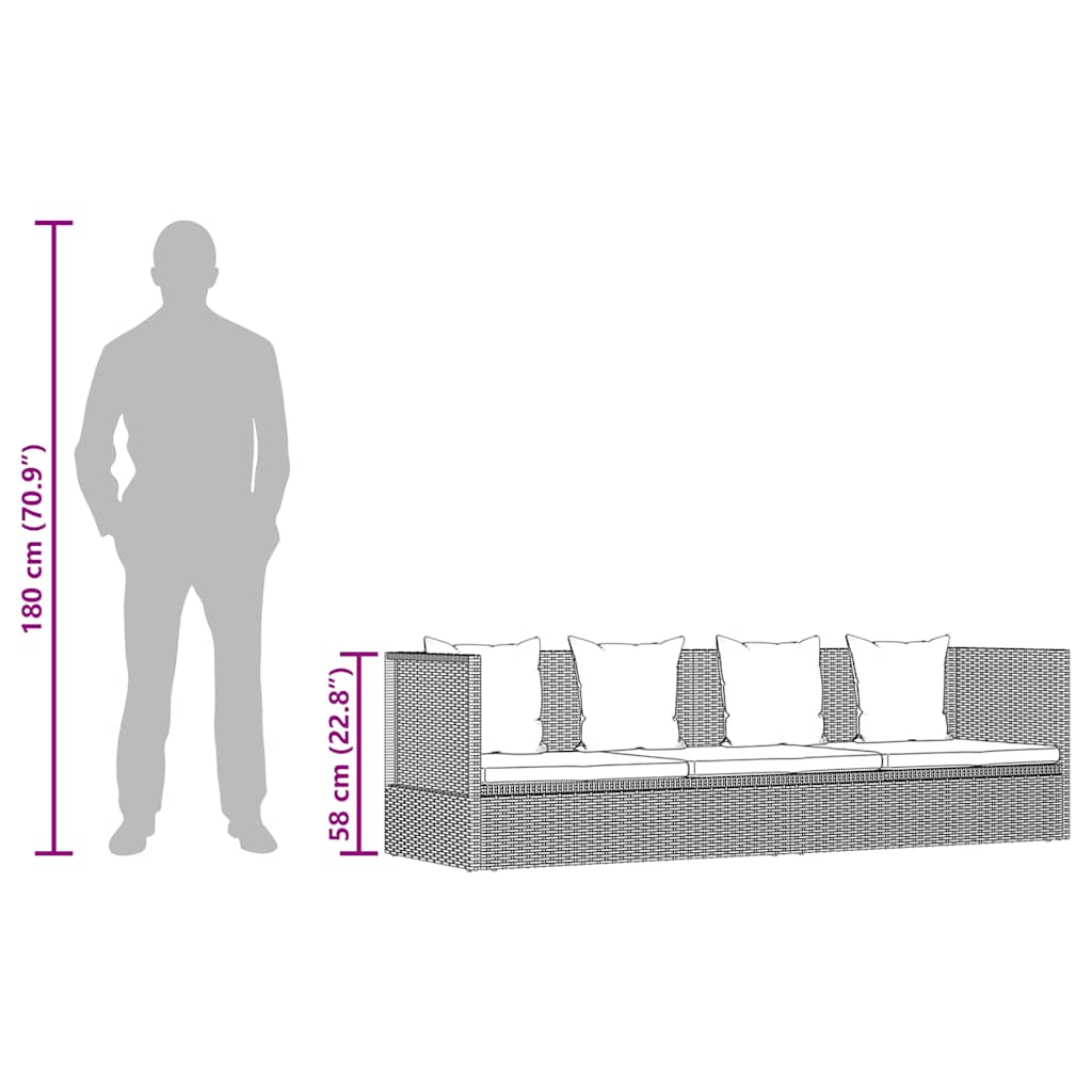 Garten-Sofabett 200x60 cm Poly Rattan Grau