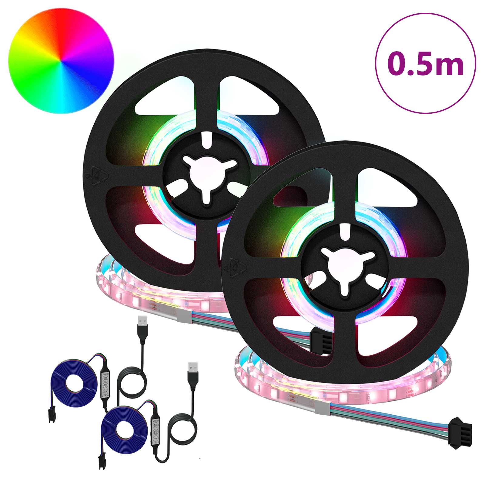 LED Streifen 2 pcs Schwarz und Transparent 3000 mm