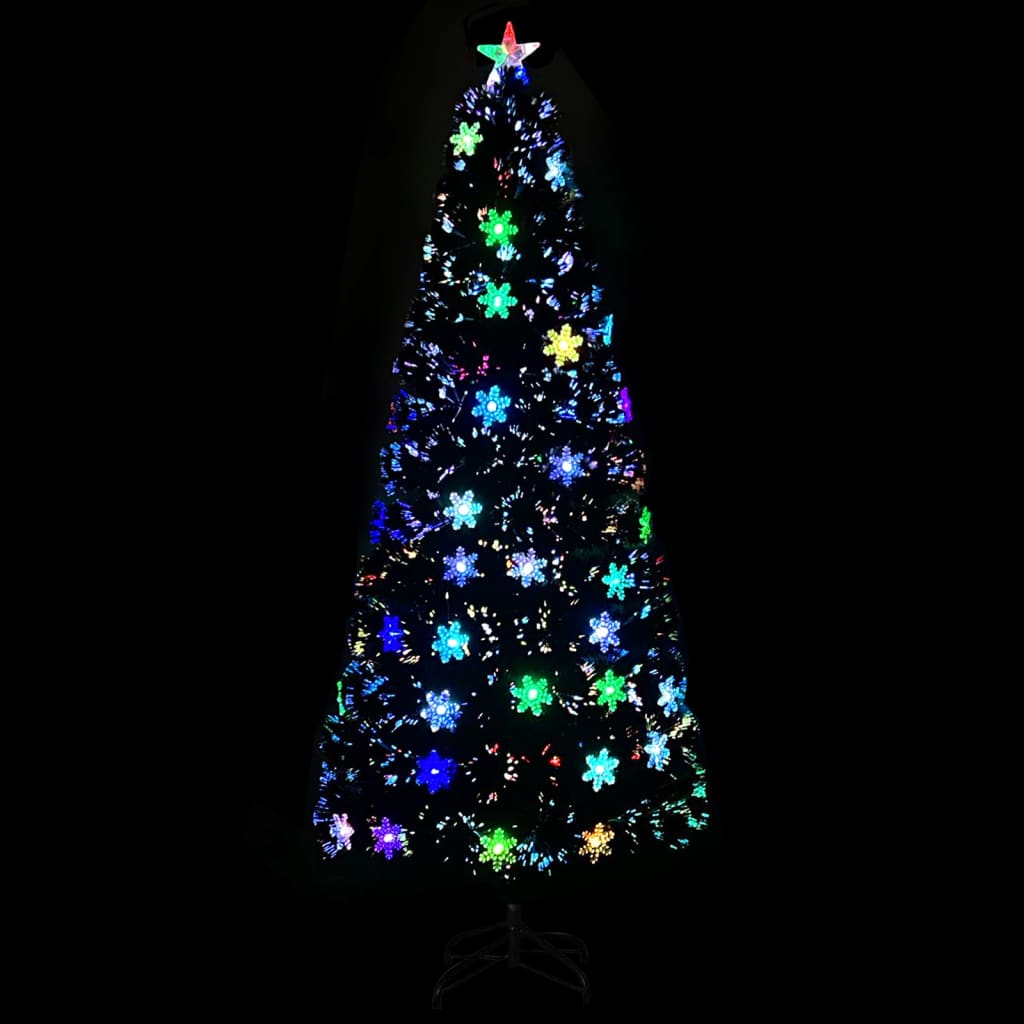 Weihnachtsbaum mit LED-Schneeflocken Schwarz 120 cm Fiberoptik