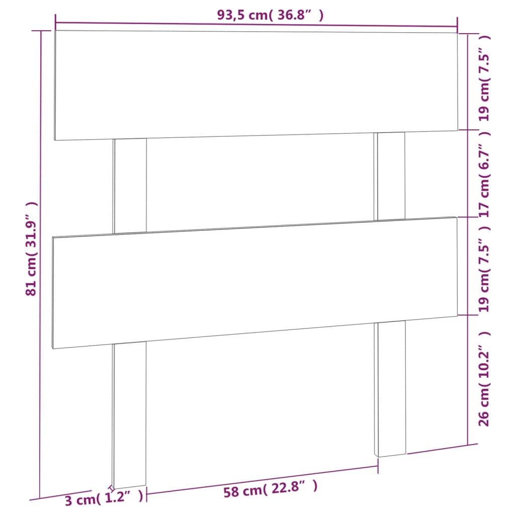 Bett-Kopfteil 78,5x3x81 cm Massivholz Kiefer