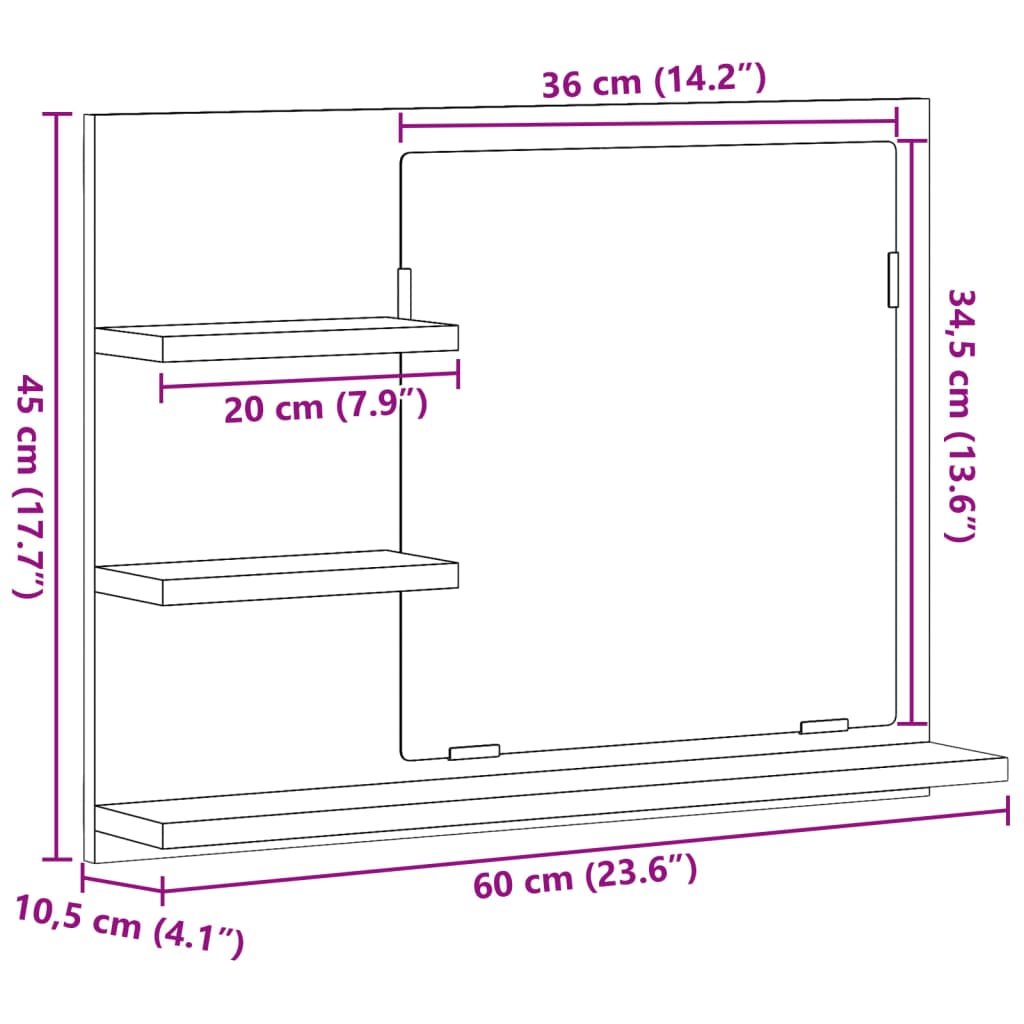 Badspiegel Weiß 60x10,5x45 cm Holzwerkstoff