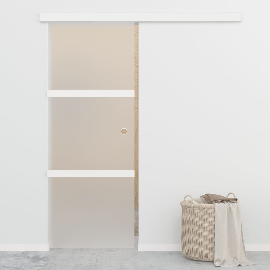 Schiebetür ESG-Glas und Aluminium 90x212 cm Silbern